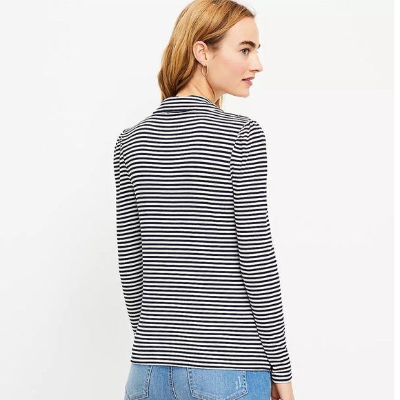 BNWT — LOFT striped polo long sleeve — Size M - Picture 3 of 6